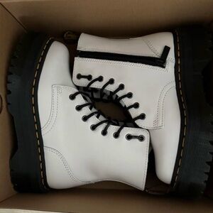 Dr. Martens White Leather Platform Jadon Boots